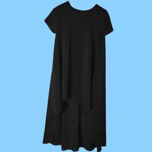 Really Love Women's Black Casual Versatile Minimalist Edgy Church High Low Dress